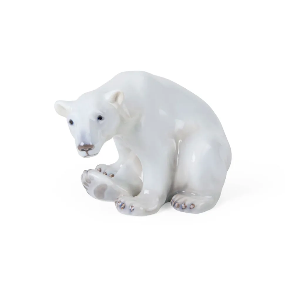 Siddende isbjørn, 12 cm